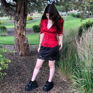 Bebe Satin Vamp Top 🧛🏼‍♀️